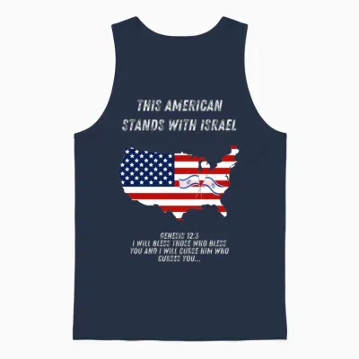 This American Stands with Israel Bible Christian Unisex Tank Top - Navy