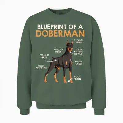 Doberman Owner Blueprint of a Doberman Funny Unisex Sweatshirt - Military Green