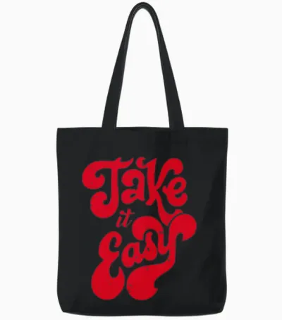 Retro Distressed 70s Take Tote Bags - Black
