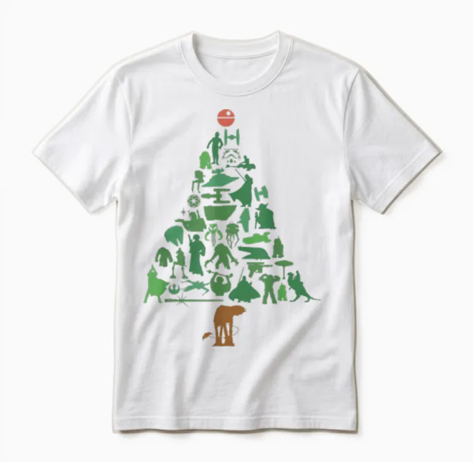 Star Wars Holiday Christmas Tree Unisex T-Shirt in White
