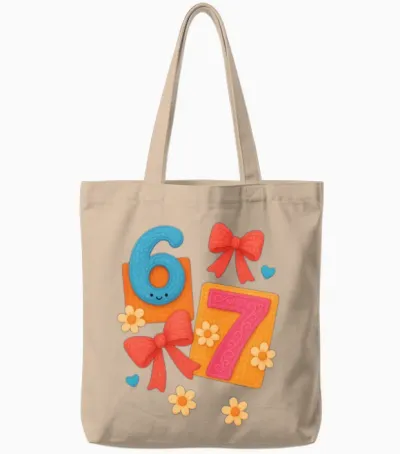 Ultra Trending Kawaii Birthday Numbers Tee – Tote Bags - Natural