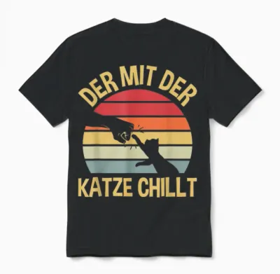 Der Mit Der Katze Chillt Katzen Katzenpapa Katzenbesitzer Unisex T-Shirt - Black