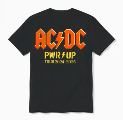 Pwr Up World Tour 2024-2025 Full Dateback T-Shirt, Black, S Unisex T-Shirt - Black