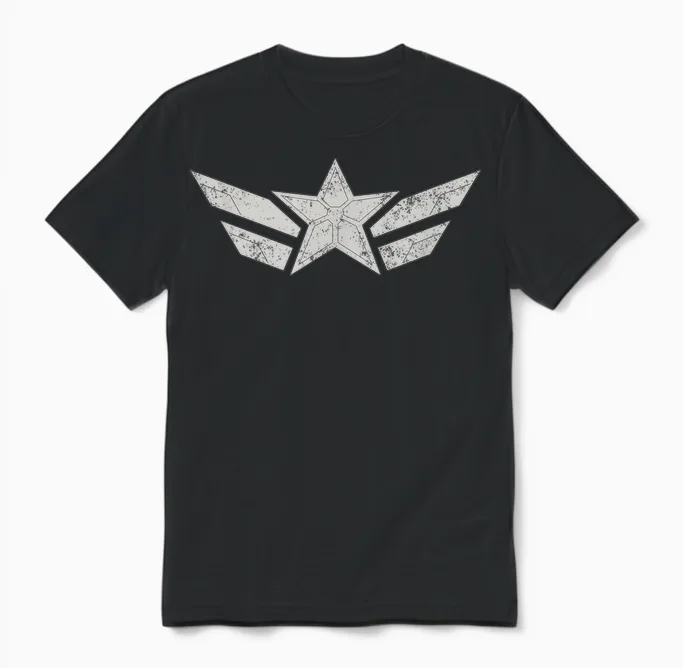 Marvel Captain America Brave New World Captain America Star T-Shirt, Blue, S Unisex T-Shirt in Black