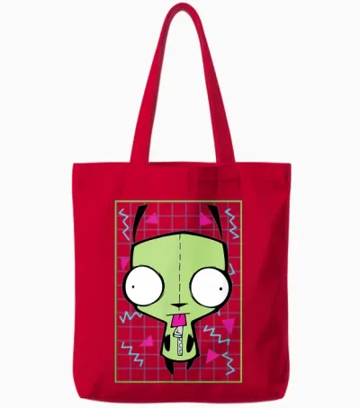 Invader Zim - Gir 90s Grid Tote Bags - Red