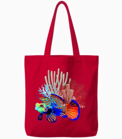 Mandarin Goby Reef Fish Aquarium Lovers Tote Bags - Red