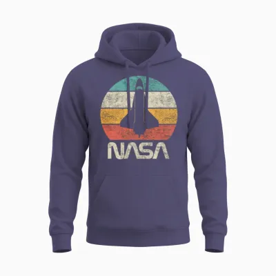 Retro Vintage Nasa Unisex Hoodie - Heather Sport Dark Navy
