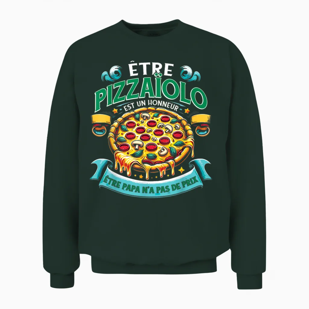 Italian Pizza Maker Pizzeria T-Shirt, Black, S Unisex Sweatshirt in Forest