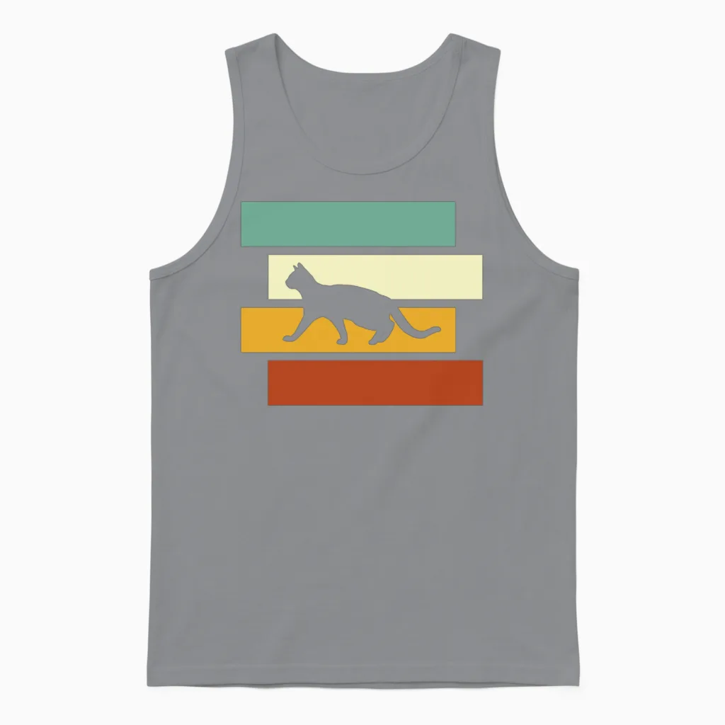 Cat Retro Lovers Unisex Tank Top in Sport Grey