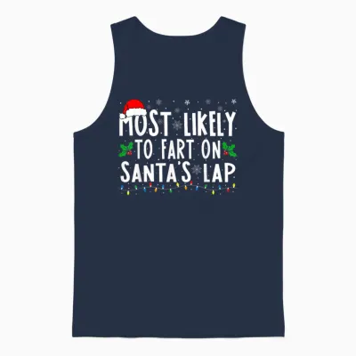 Most Likely to Fart on Santa's Lap Family Matching Christmas Unisex Tank Top - Navy