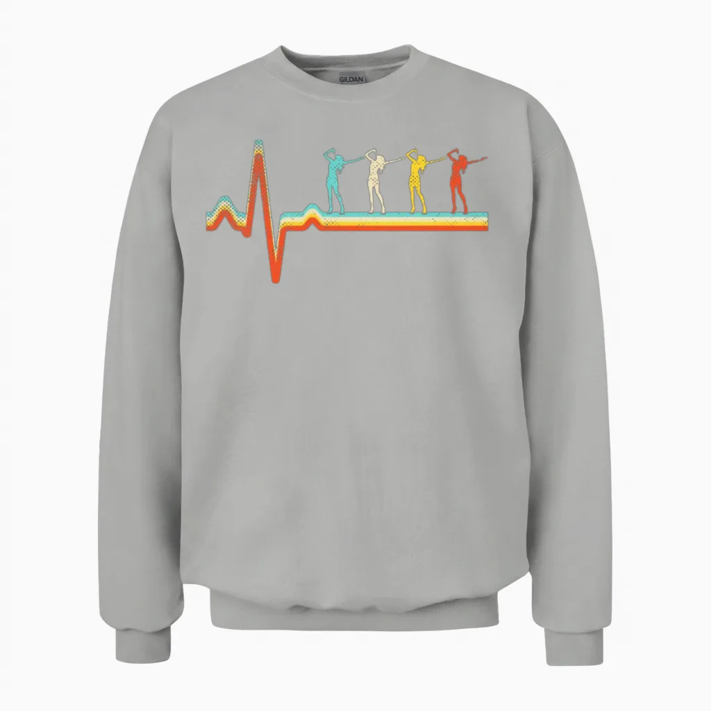 Singing Retro Heartbeat Unisex Sweatshirt in Ash
