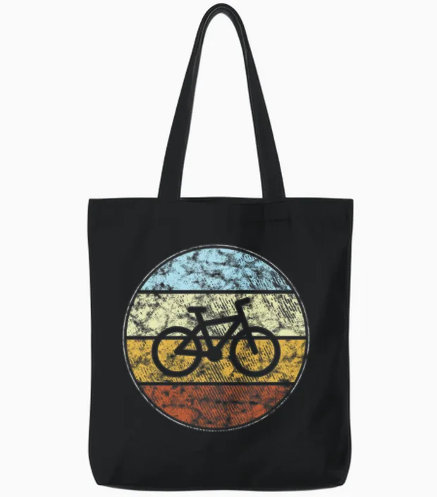 Cycling Retro Tote Bags in Black