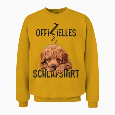 Official Sleep Shirt with Dog Funny Toy Poodle T-Shirt, White Unisex Sweatshirt - Gold