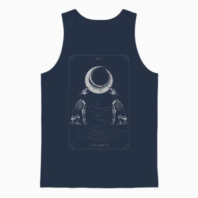Spiritual Tarot Card Mystical Edgy Esoteric Streetwear T-Shirt, Black Unisex Tank Top - Navy
