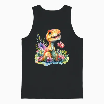 Baby Dino Mit Blumen Süßer Dinosaurier Tochter Mädchen Unisex Tank Top - Black