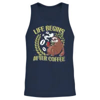 Office Colleague Life Begins After Coffee Unisex Tank Top - Navy – 2