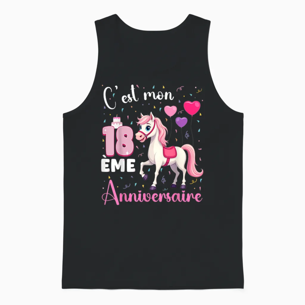 It's My 18th Birthday 18 Year Old Horse Riding Girl T-Shirt, Black, S Unisex Tank Top in Black