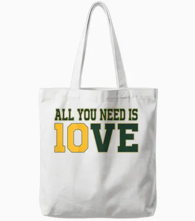 All You Need Is 10ve Love (on Back) Tote Bags - White