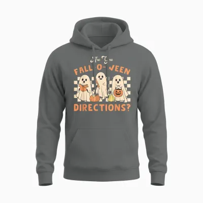 Retro Are You Fall O Ween Directions Teacher Halloween Ghost Unisex Hoodie - Graphite Heather