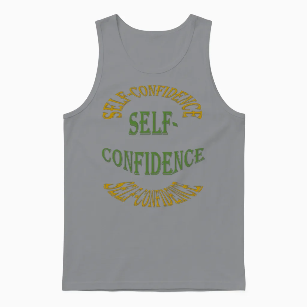 Self Confidence Typography Circle Unisex Tank Top in Sport Grey