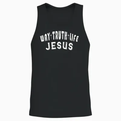 Jesus Way Truth Life Christian Bible Inspired Unisex Tank Top - Black