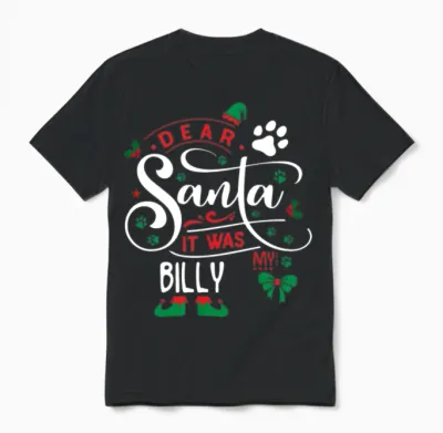 Billy Dog Christmas Dog Breed Unisex T-Shirt - Black