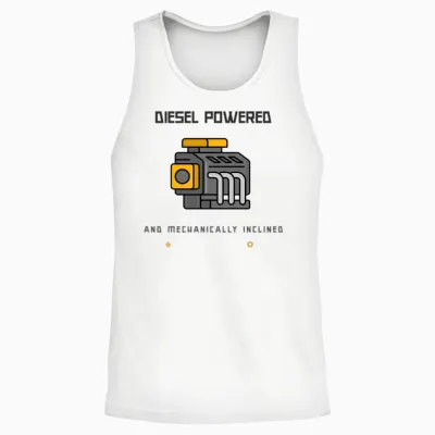 Diesel Powered and Mechanically Inclined Unisex Tank Top - White