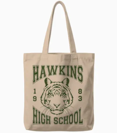 Stranger Things Hawkins High School Tiger 1983 Tote Bags - Natural