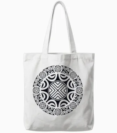 Hawaiian Maori Tribal Polynesian T-Shirt, Grey, S Tote Bags - White