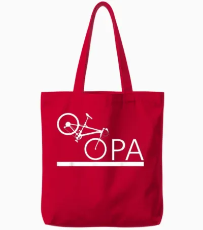 Grandpa Cycling Mountain Bike Grandfather T-Shirt, Black Tote Bags - Red