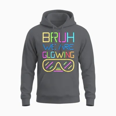 Bruh We Are Glowing in My Glowing Era Hello Summer Vacation Unisex Hoodie - Charcoal