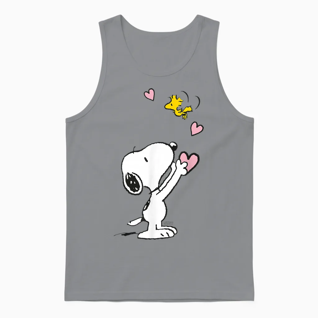 Peanuts - Snoopy Woodstock T-Shirt with German Text "my Heart Is with You" [, Black, S Unisex Tank Top in Sport Grey