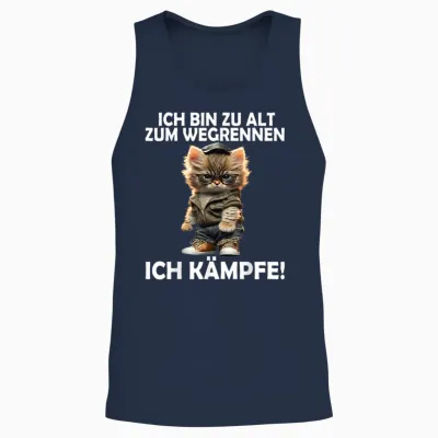 Ich Bin Zu Alt Zum Wegrennen Lustige Männer Frauen Katzen Unisex Tank Top - Navy