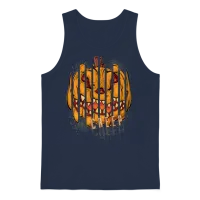 Scary Pumpkin Spooky Halloween Carved Pumpkin Face Unisex Tank Top - Navy – 1