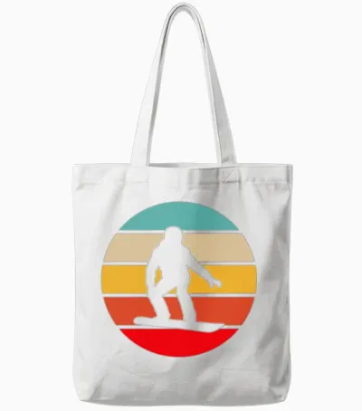 Snowboarding Retro Tote Bags - White