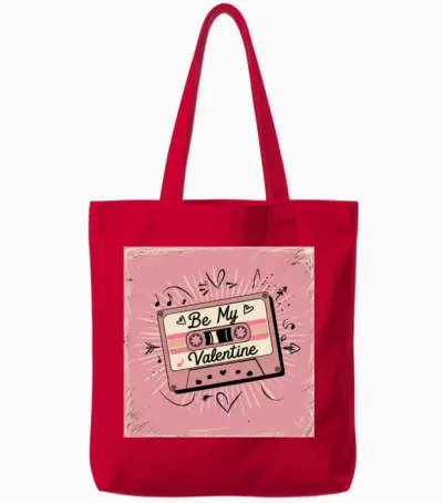 Valentine´s Retro Cassette Tote Bags - Red