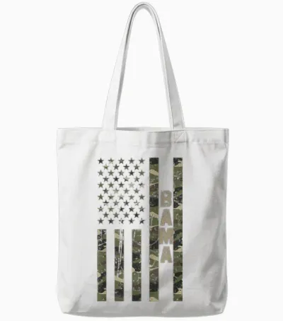 Bama Alabama United States Distressed Camo W Us Tote Bags - White