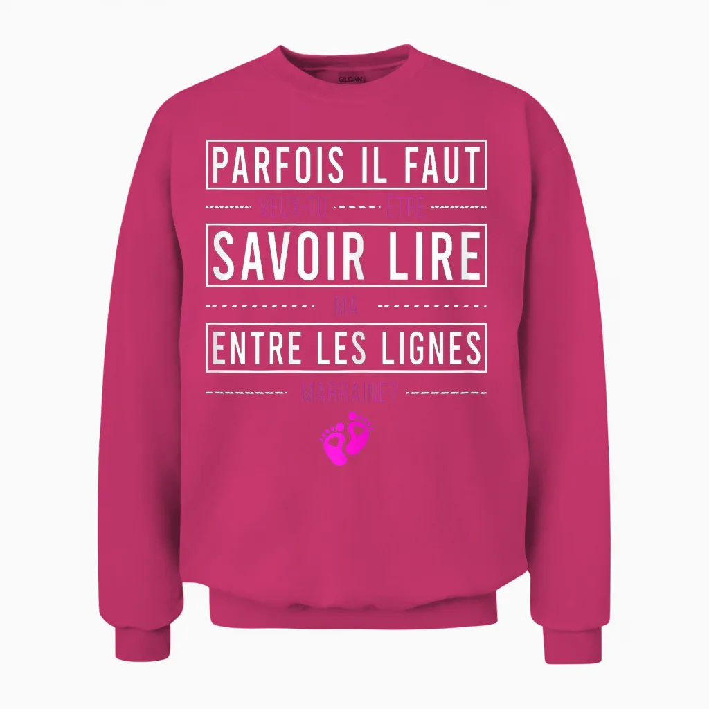 Request Godmother Announcement Godmother Veux-Tu être Ma Marraine Unisex Sweatshirt in Heliconia