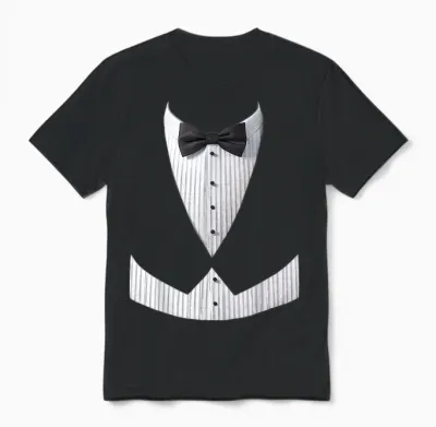Tuxedo, Costume, Frac, Bowtie, Vest, Fake Tuxedo T-Shirt, Black, S Unisex T-Shirt - Black