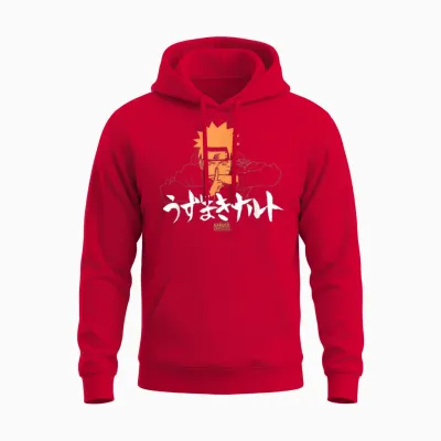 Naruto Shippuden Linear Naruto Jutsu with Kanji Anime Unisex Hoodie - Red