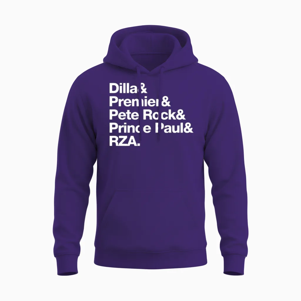 J Dilla Premier Pete Rock Prince Paul Rza Helvetic Unisex Hoodie in Purple
