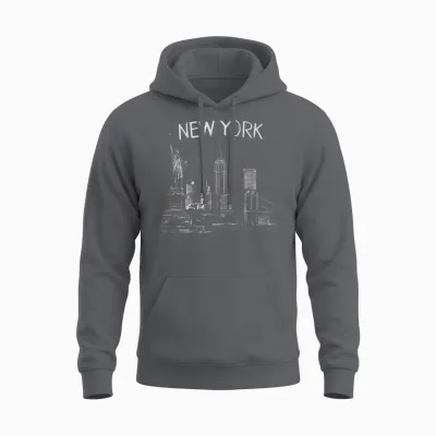 New York Gift Men Women Ny City Holiday Vintage T-Shirt, Black, S Unisex Hoodie - Charcoal