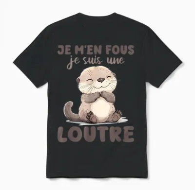 Je M'en Fous Je Suis Une Ottre Soft T-Shirt, White, S Unisex T-Shirt - Black