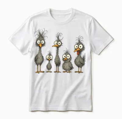 Funny Crazy Chicken Family Cartoon Cute Colorful Chicken Unisex T-Shirt - White