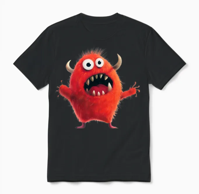 Funny Monster Unisex T-Shirt in Black