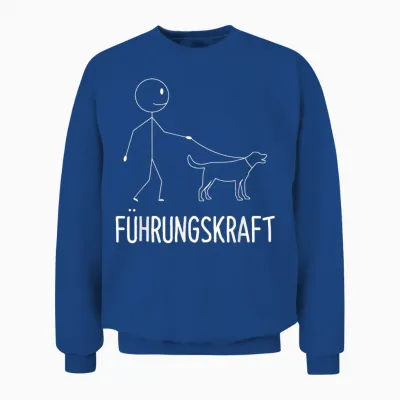 T-Shirt with German Text "führungskraft Dog Dog Owner Walking", Black Unisex Sweatshirt - Royal