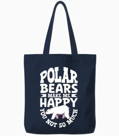 Polar Bear Global Warming Artic Seal Hunting Ursus Tote Bags - Navy