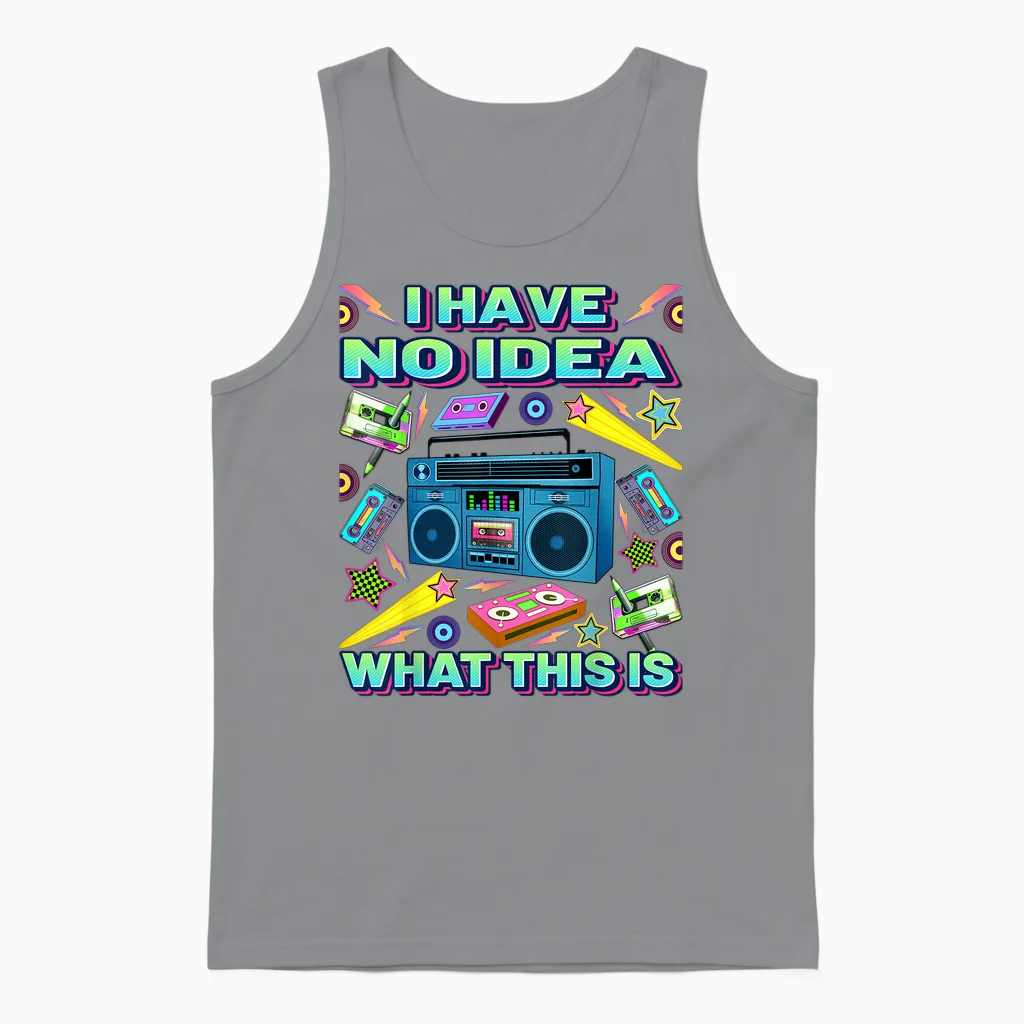 Retro 80er 90er Jahre Stil Outfits Herren Damen Kind 70er 80er 90er Jahre Outfit Unisex Tank Top in Sport Grey