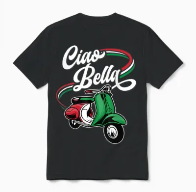 Scooter Moped Ciao Bella Italy Unisex T-Shirt - Black