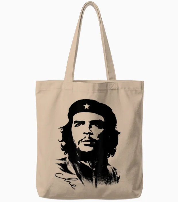 Che Guevara Rebel Cuban Jersey T-Shirt Guerrilla Revolution Tote Bags in Natural